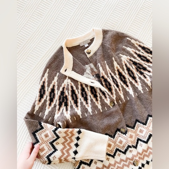 J. Crew Fair Isle Cardigan in Heather Fawn Muslin - Picture 8 of 12